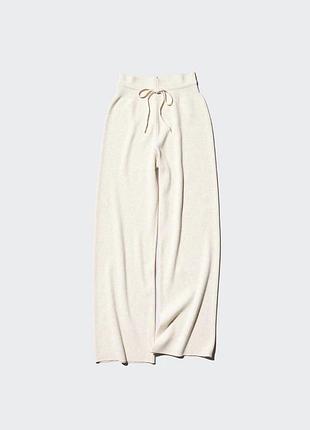 Трикотажні штани в рубчик uniqlo washable knit ribbed trousers