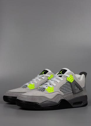 Мужские кроссовки nike air jordan 4 retro grey light green