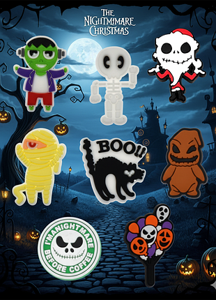 Джибитсы кошмар перед реждвой джек скеллингтон the nightmare before christmas jack skellington 8 шт аксессуары крокс украшение