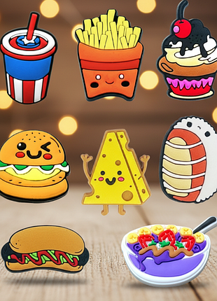 Джибітси їжа фаст-фуд food jibbitz 8 шт аксесуари крокс прикраса dz_47_3