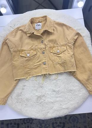 Джинсовка джинсова куртка вкорочена zara жіноча с-м