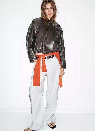 Куртка-бомбер zara / стильний жіночий шоколадний бомбер