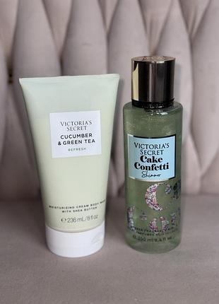 Парфумований набір 2в1🎁 для тіла victoria’s secret гель для душу+лосьйон cake confetti
