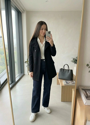 Черное пальто шерсть zara