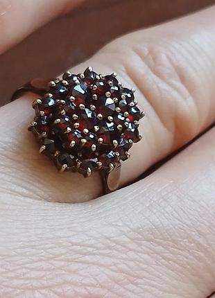Серебряное антикварное кольцо с богемскими драгоценными подлинный камнями гранатами. 5