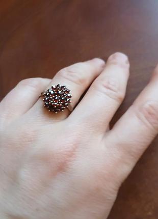 Серебряное антикварное кольцо с богемскими драгоценными подлинный камнями гранатами. 3