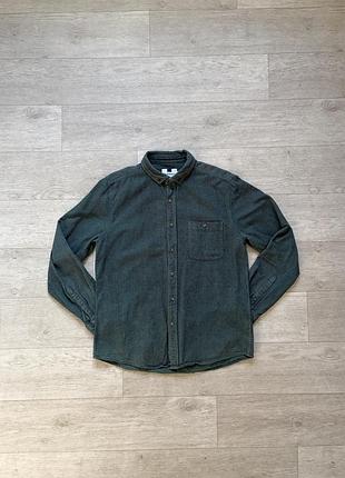 Сорочка довгий рукав унісекс демісезонна topman s-m темно-зелений бавовна