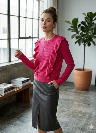 Жіночий ​шерстяний світшот- джемпе other stories з воланами та фактурною вязкою  розміриxs,m,l. ціна 229гр.