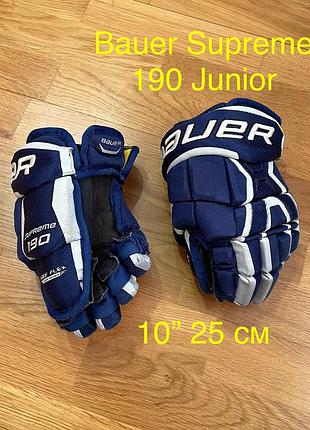 Хоккейные перчатки bauer supreme 190 junior hockey gloves подростковые игровые краги для хоккея ccm тренировок хокейні краги reebok рукавиці nike