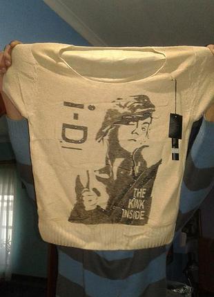 #розвантажуюсь стильная кофточка футболка принт вискоза р.44