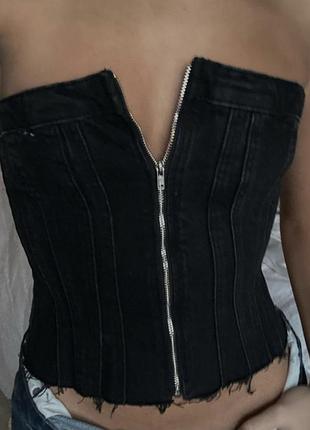 Топ топик корсет бюстье джинсовый деним zara