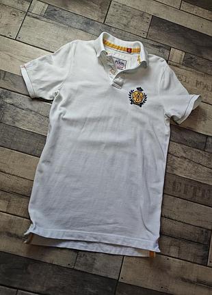 Поло футболка superdry vintage destroy чоловіче в білому кольорі розмір l
