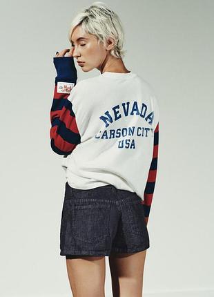 Жіноча смугаста футболка з довгим рукавом лонгслів 100% бавовна zara varsity