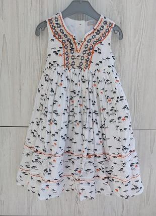 Бавовняна літня сукня з вишивкою indigo m&s для дівчинки 1,5-2р зріст 90см