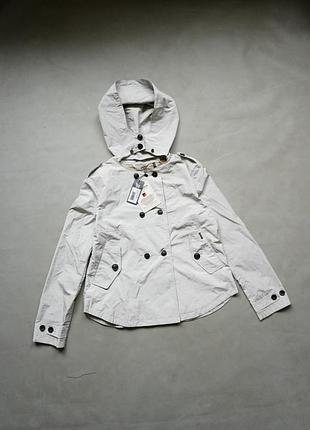 Куртка весенняя новая женская woolrich тренч короткая с капюшоном серая ветровка на пуговицах