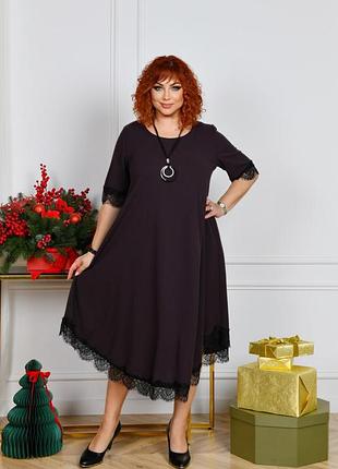 Чарівна сукня вільного крою в трьох кольорах довжина міді тканина креп-стретч