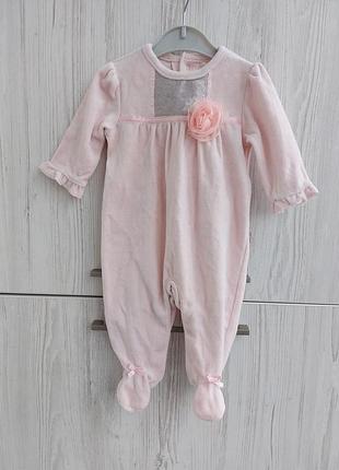 Велюровый человечек mintini baby для девочки 3м