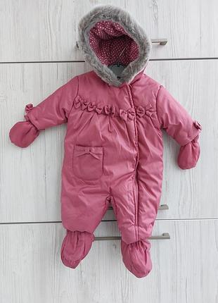 Брендовий комбінезон mothercare з рукавичками і пінетками для новонародженої дівчинки демісезон весна осінь