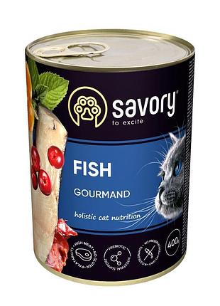 Корм вологий savory cat can adult fish консерви для вибагливих котів з рибою 400 г