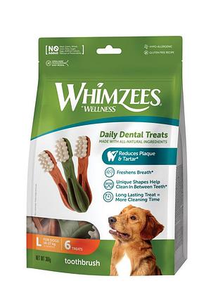 Ласощі whimzees toothbrush д/собак у формі зубної щітки l 6 шт