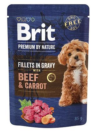 Корм влажный brit premium fillets in gravy beef & carrot для собак малых пород филе в соусе говядина и морковь 85 г