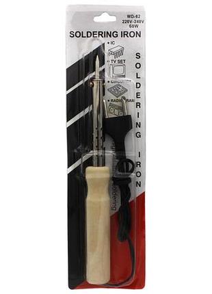 Паяльник soldering iron wd-42 / soron 40w c тоником жалом, деревянная рукоять