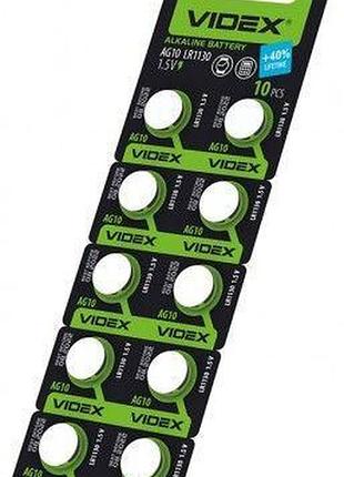Батарейки-таблетки videx ag10, lr1130, 1.5v блістер 10шт.