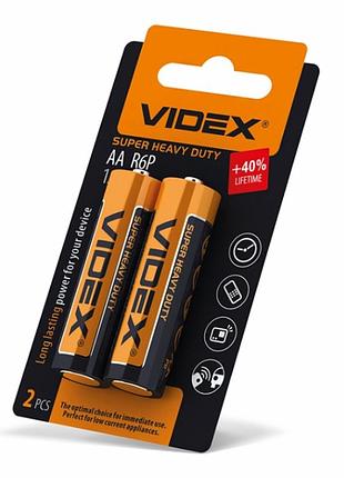 Батарейка videx r6/aa, солевая, 2шт