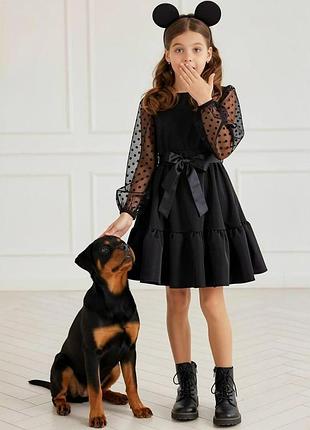 Красива нарядна сукня, ажурний рукав сіткою