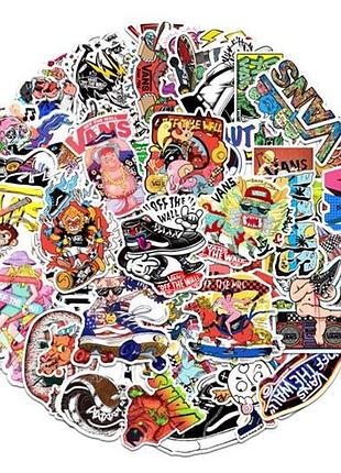 Набор виниловых наклеек vans takara tomy на чемодан стену телефон скейт 52 шт.