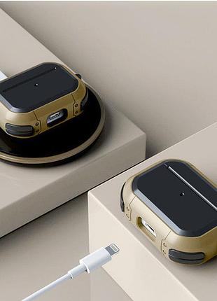 Чохли для airpods 3 strip casptm силиконовый черно-золотой