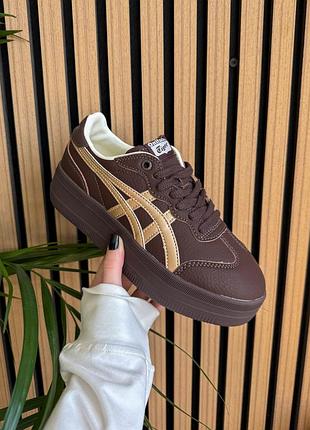 Стильні жіночі кросівки на платформі asics onitsuka tiger tokuten platform chocolate brown коричневі