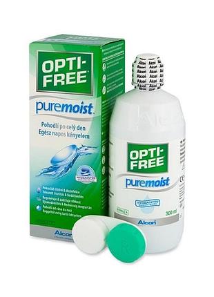 Розчин для лінз opti free puremoist 300мл + контейнер для лінз
