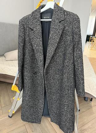 Massimo dutti пальто сіре твідове класичне