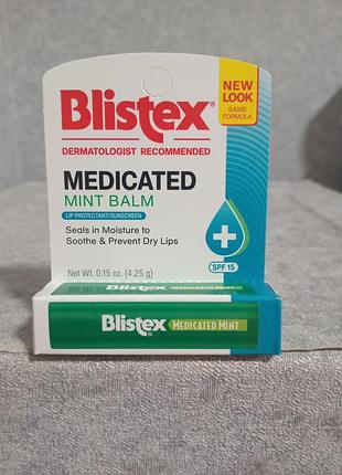 Blistex,  загоювальний бальзам для губ,  захист губ із сонцезахисним фільтром, spf 15, м'ятний смак.