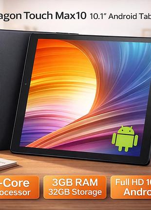 Dragon touch max10 10,1-дюймовый планшет android с восьмиядерным процессором, 3 гб озу, 32 гб памяти, дисплеем fhd 1080p, android