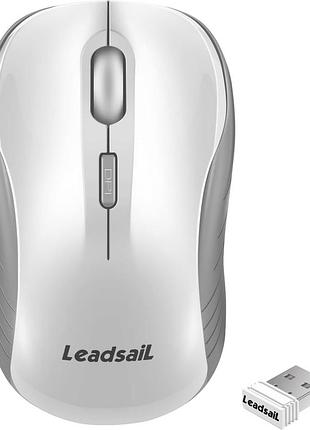 Бездротова миша leadsail, бездротова миша 2.4g, безшумна миша з usb-приймачем, оптичний монітор 1600 dpi, 4-кнопкова миша для лівш