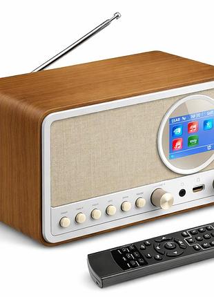 Ретро-радио etdeuh dab+/fm bluetooth 5.0 white: hi-fi звук 5вт, usb, aux, пульт ду и двойной будильник — премиум дизайн