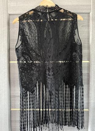 Чорна мереживна туніка zara