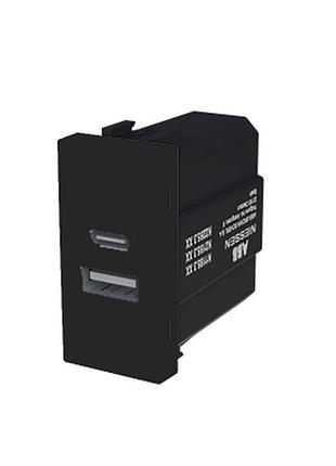 Розетка zenit черный мат 1 мод. usb a+c 3a