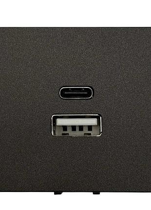 Розетка zenit антрацит usb a+c 30w