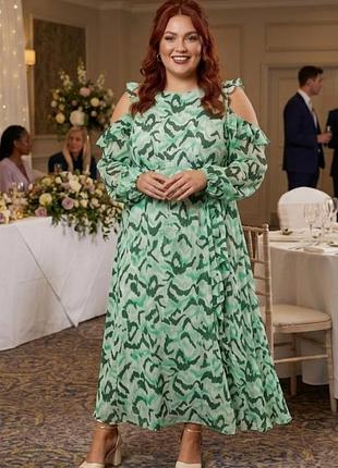 Шикарное платье макси et vous (matalan) - трендовый принт, открытые плечи! р. 20 (xxl)