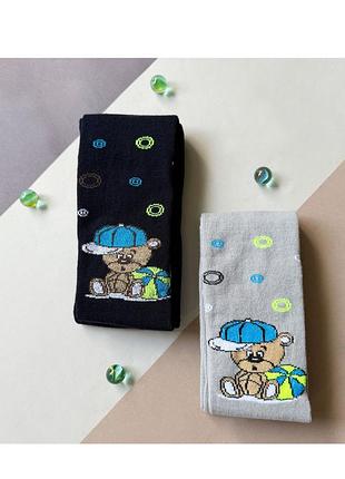 Колготки детские. медвежонок: серый, темно-синий