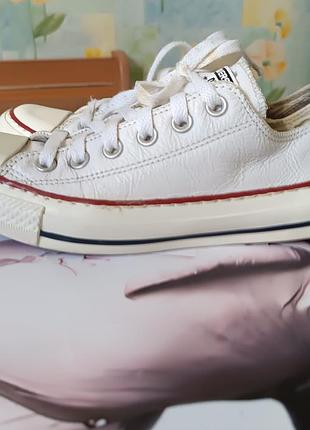 Фірмові класичні білі шкіряні кеди converse chuck taylor all star low-top р. 37,5-24-24,3 см.