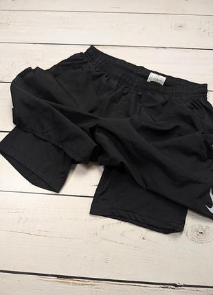 Мужские черные спортивные шорты 2 в 1 с компрессионным подкладом nike dri-fit 2in1 compression оригинал найк драй фит беговые тренировочные