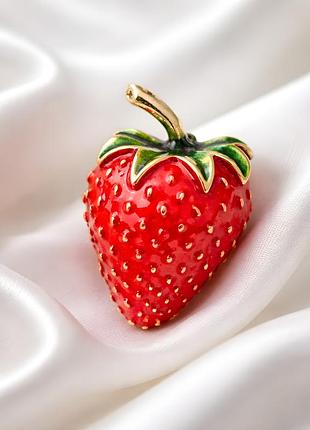 Брошка полуниця з емаллю, брошка ягода полуниця 🍓