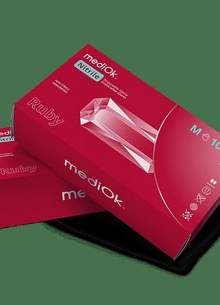 Рукавички нітрилові mediok, розмір m, бордові,ruby 100 шт