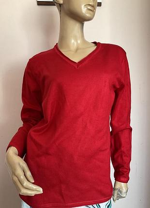 Фирменный красный трикотажный свитер/ xl/ brend clarina