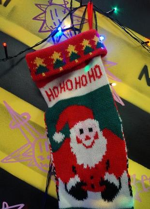 Новогодний рождественский праздничный декоративный носок на камин для подарков3 фото