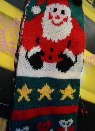 Новогодний рождественский праздничный декоративный носок на камин для подарков6 фото